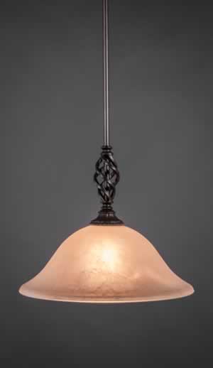 Eleganté Mini Pendant With Hang Straight Swivel Shown In Dark Granite Finish With 12" Amber Marble Glass