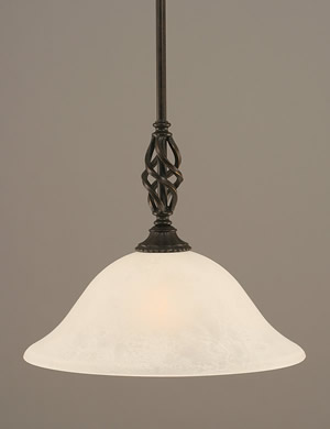 Eleganté Mini Pendant With Hang Straight Swivel Shown In Dark Granite Finish With 12" White Marble Glass