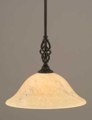 Eleganté Mini Pendant With Hang Straight Swivel Shown In Dark Granite Finish With 12" Italian Marble Glass