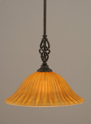 Eleganté Mini Pendant With Hang Straight Swivel Shown In Dark Granite Finish With 12" Tiger Glass