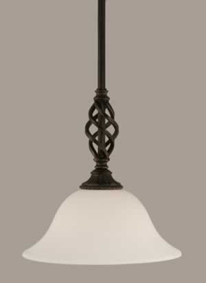 Eleganté Mini Pendant With Hang Straight Swivel Shown In Dark Granite Finish With 10" White Linen Glass