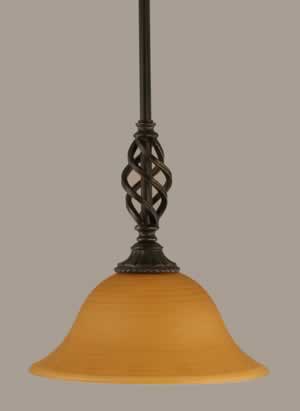 Eleganté Mini Pendant With Hang Straight Swivel Shown In Dark Granite Finish With 10" Cayenne Linen Glass