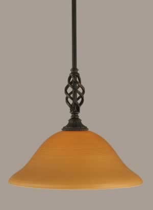 Eleganté Mini Pendant With Hang Straight Swivel Shown In Dark Granite Finish With 12" Cayenne Linen Glass