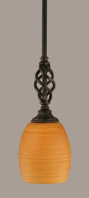 Eleganté Mini Pendant With Hang Straight Swivel Shown In Dark Granite Finish With 5" Cayenne Linen Glass