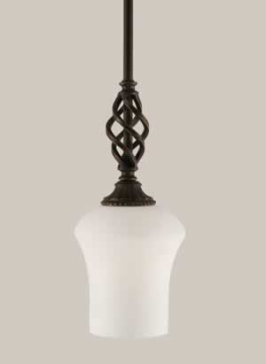 Eleganté Mini Pendant Shown In Dark Granite Finish With 5" Zilo White Linen Glass