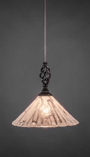 Eleganté Mini Pendant With Hang Straight Swivel Shown In Dark Granite Finish With 12" Italian Ice Glass