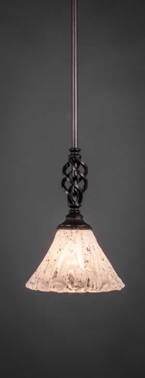 Eleganté Mini Pendant With Hang Straight Swivel Shown In Dark Granite Finish With 7" Italian Ice Glass