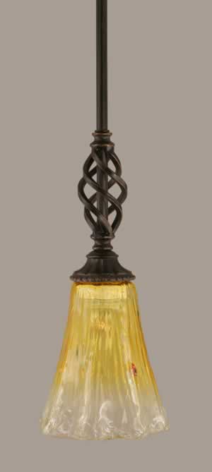 Eleganté Mini Pendant With Hang Straight Swivel Shown In Dark Granite Finish With 5.5" Gold Champagne Crystal Glass