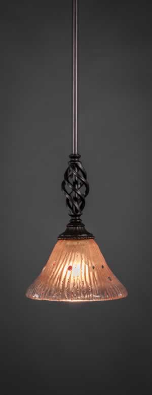 Eleganté Mini Pendant With Hang Straight Swivel Shown In Dark Granite Finish With 7" Amber Crystal Glass