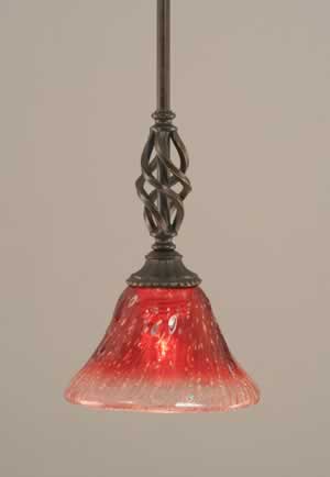 Eleganté Mini Pendant With Hang Straight Swivel Shown In Dark Granite Finish With 7" Raspberry Crystal Glass