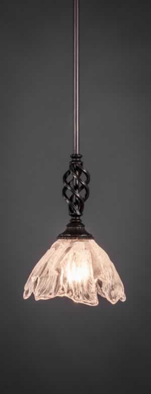 Eleganté Mini Pendant With Hang Straight Swivel Shown In Dark Granite Finish With 7" Italian Ice Glass
