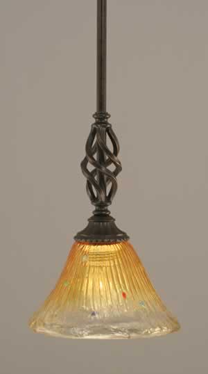 Eleganté Mini Pendant With Hang Straight Swivel Shown In Dark Granite Finish With 7" Gold Champagne Crystal Glass