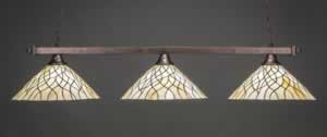 Square 3 Light Bar Shown In Bronze Finish With 16" Sandhill Tiffany Glass