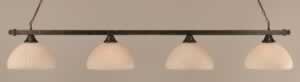 Square 4 Light Billiard Light Shown In Bronze Finish With 14" Rosetta Pumpkin Glass