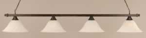 Square 4 Light Billiard Light Shown In Bronze Finish With 14" White Alabaster Swirl Glass