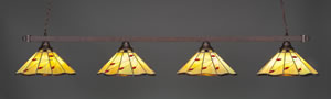 Square 4 Light Billiard Light Shown In Bronze Finish With 16" Autumn Leaves Tiffany Glass