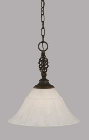 Eleganté Pendant Shown In Dark Granite Finish With 14" White Marble Glass