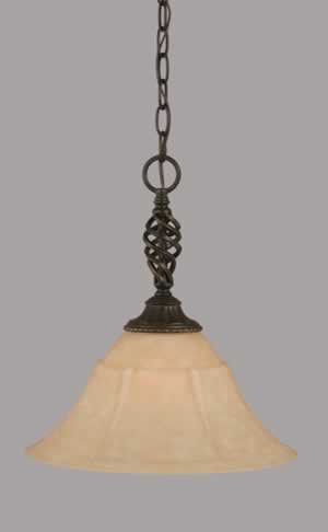 Eleganté Pendant Shown In Dark Granite Finish With 14" Italian Marble Glass