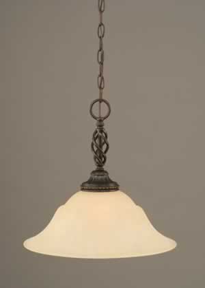 Eleganté Pendant Shown In Dark Granite Finish With 16" Amber Marble Glass