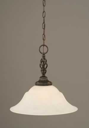 Eleganté Pendant Shown In Dark Granite Finish With 16" White Marble Glass