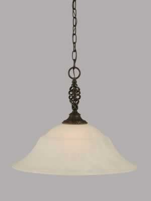 Eleganté Pendant Shown In Dark Granite Finish With 20" White Marble Glass