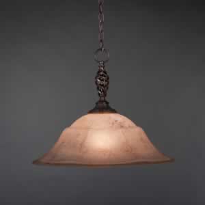 Eleganté Pendant Shown In Dark Granite Finish With 20" Italian Marble Glass