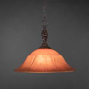 Eleganté Pendant Shown In Dark Granite Finish With 20" Tiger Glass