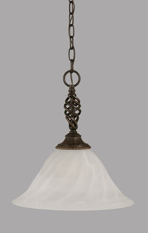 Eleganté Pendant Shown In Dark Granite Finish With 14" White Alabaster Swirl Glass