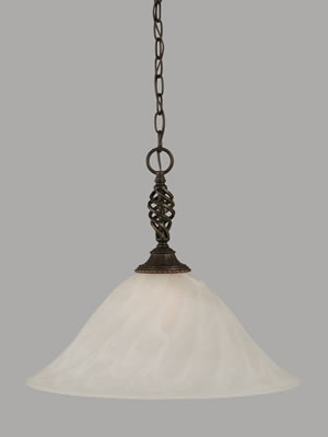 Eleganté Pendant Shown In Dark Granite Finish With 20" White Alabaster Swirl Glass