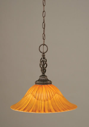 Eleganté Pendant Shown In Dark Granite Finish With 16" Tiger Glass