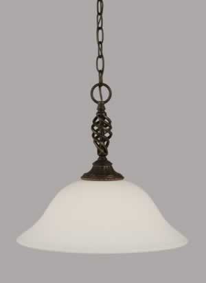 Eleganté Pendant Shown In Dark Granite Finish With 16" White Linen Glass