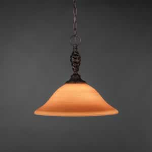 Eleganté Pendant Shown In Dark Granite Finish With 16" Cayenne Linen Glass