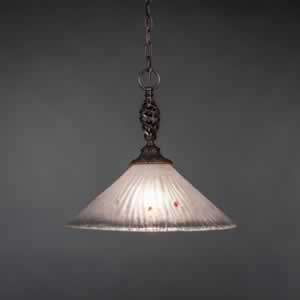 Eleganté Pendant Shown In Dark Granite Finish With 16" Frosted Crystal Glass