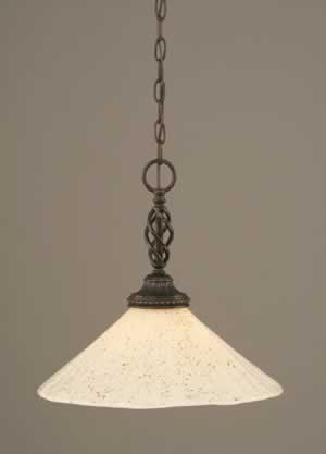 Eleganté Pendant Shown In Dark Granite Finish With 16" Gold Ice Glass