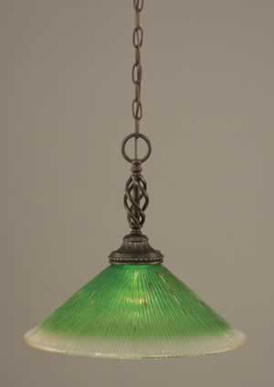 Eleganté Pendant Shown In Dark Granite Finish With 16" Kiwi Green Crystal Glass