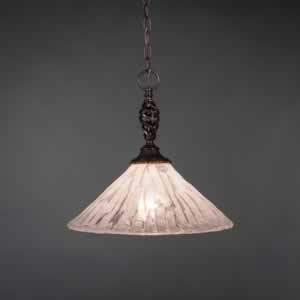 Eleganté Pendant Shown In Dark Granite Finish With 16" Italian Ice Glass