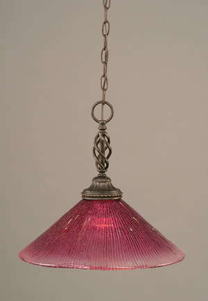 Eleganté Pendant Shown In Dark Granite Finish With 16" Wine Crystal Glass