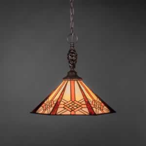 Eleganté Pendant Shown In Dark Granite Finish With 16" Hampton Tiffany Glass