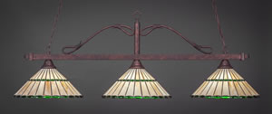 Scroll 3 Light Billiard Light Shown In Dark Granite Finish With 14" Italian Marble Glass