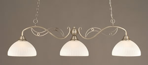 Jazz 3 Light Billiard Light Shown In Brushed Nickel Finish With 14" Alabaster Pumpkin Glass