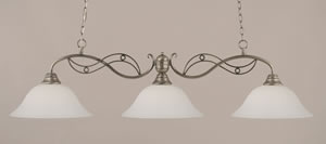 Jazz 3 Light Billiard Light Shown In Brushed Nickel Finish With 16" White Linen Glass