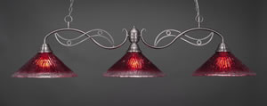 Jazz 3 Light Billiard Light Shown In Brushed Nickel Finish With 16" Raspberry Crystal Glass