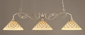 Jazz 3 Light Billiard Light Shown In Brushed Nickel Finish With 16" Chocolate Icing Glass