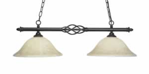 Eleganté 2 Light Island Light Shown In Dark Granite Finish With 12" Italian Marble Glass