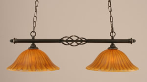 Eleganté 2 Light Island Light Shown In Dark Granite Finish With 12" Tiger Glass