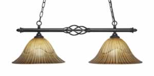 Eleganté 2 Light Island Light Shown In Dark Granite Finish With 14" Tiger Glass