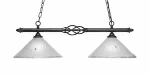 Eleganté 2 Light Island Light Shown In Dark Granite Finish With 12" Frosted Crystal Glass