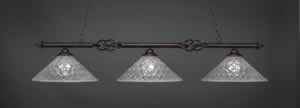 Eleganté 3 Light Billiard Light Shown In Dark Granite Finish With 16" Italian Bubble Glass