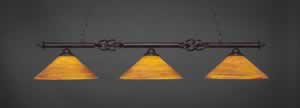 Eleganté 3 Light Billiard Light Shown In Dark Granite Finish With 16" Firré Saturn Glass