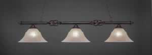 Eleganté 3 Light Billiard Light Shown In Dark Granite Finish With 14" Amber Marble Glass